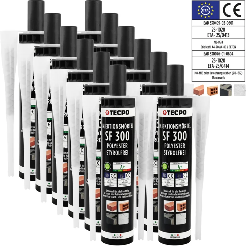 12x TECPO Injektionsmörtel SF 300 Verbundmörtel Montagemörtel 300ml Schnäppchen