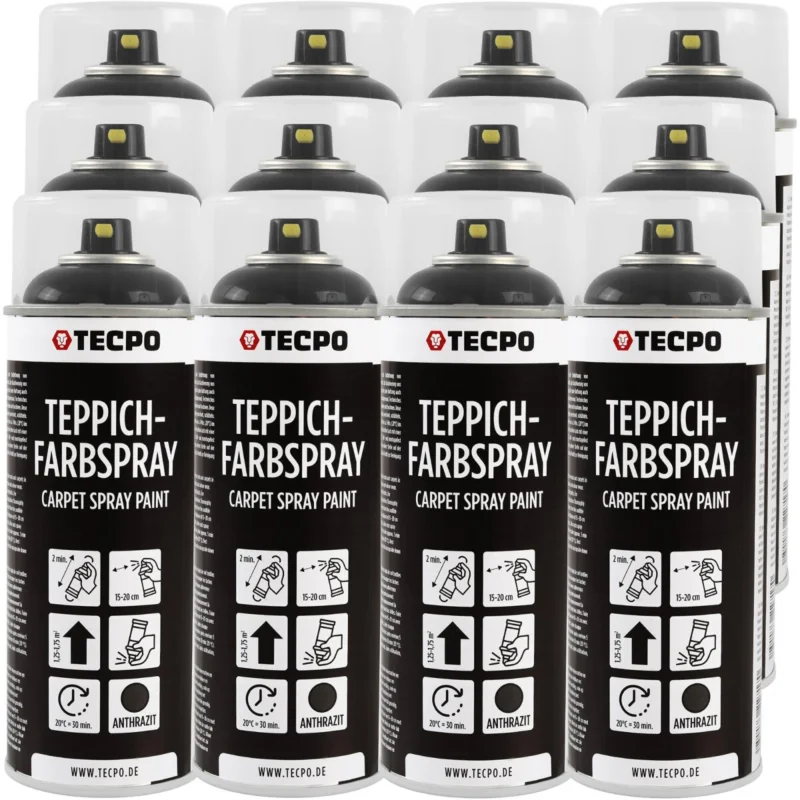 12x TECPO 1K Farbspray Anthrazit Teppich / Fußmatten, 400 ml Nur Für Kurze Zeit