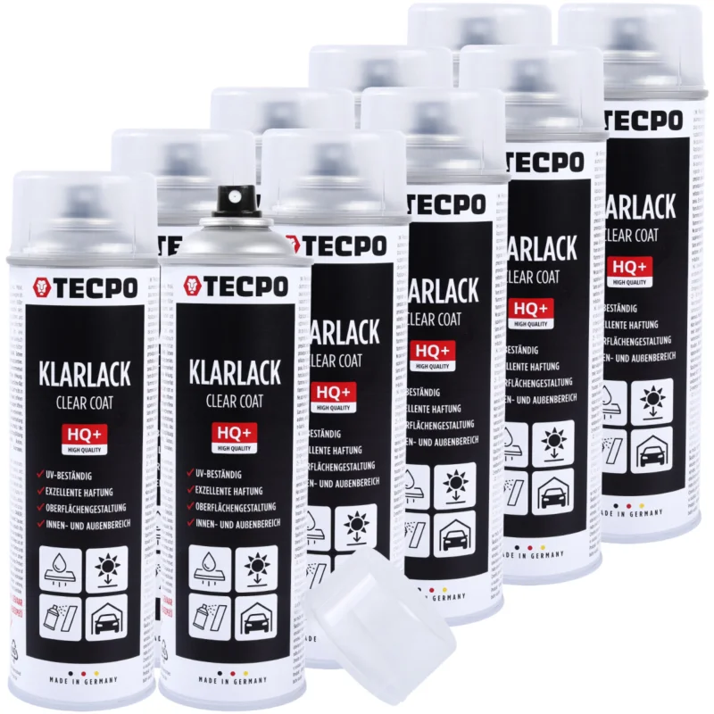 10x TECPO Klarlack Autolack glänzend Sprühlack, 500 ml Bestpreis