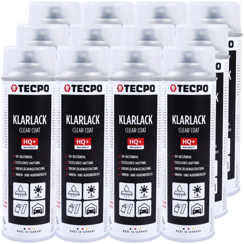 12x TECPO Klarlack Autolack glänzend Sprühlack, 500 ml Angebot
