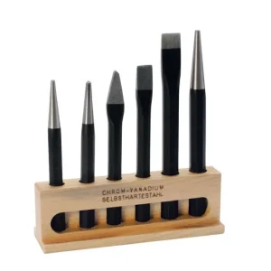Meissel- und Durchtreiber-Satz in einem Holzständer, 6-teilig, ELORA-266S Sonderaktion