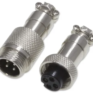 Zertifiziert Rundsteckverbinder, 4-polig, 60V, 2A, Lötanschluss, IP55, wire to wire, 1 Stecker + 1 Buchse