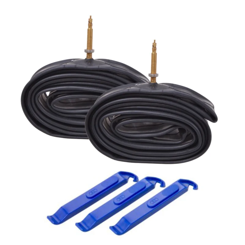 2 x Fahrradschlauch 28" Sclaverand-Ventil + 3 x Reifenheber im Set Echt