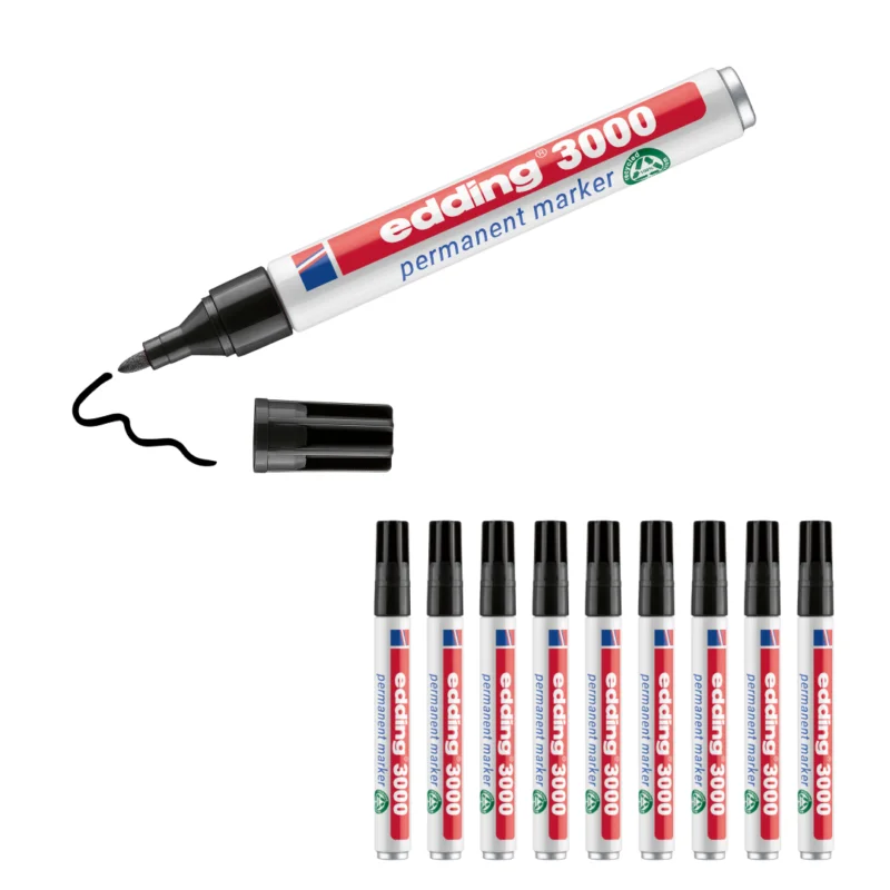 10 x edding 3000 Permanentmarker schwarz im Set Top-Preis